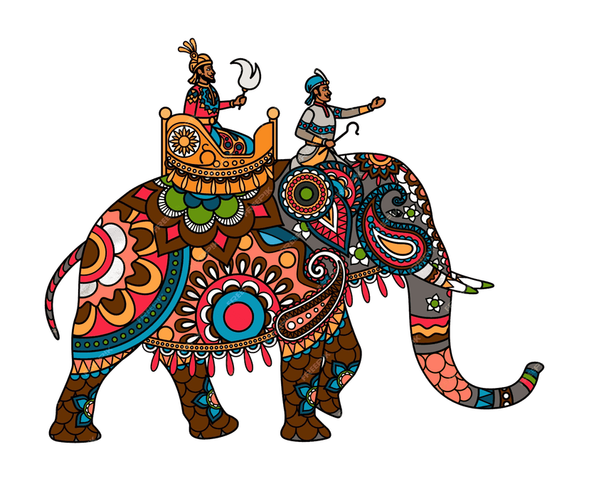 Decorated elephant welcoming guests